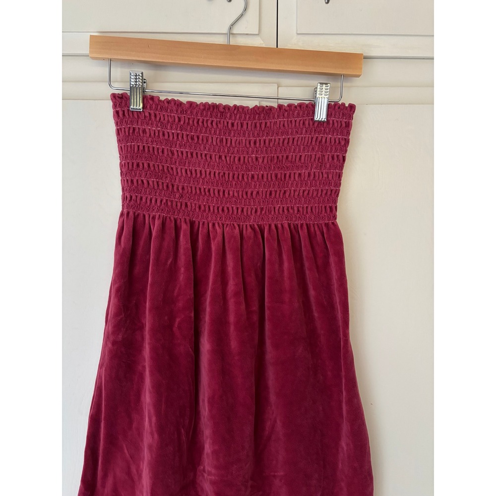 Vtg. Juicy Couture Burgundy Pink Velour Strapless Mini Dress Womens Medium Y2K - Picture 2 of 10